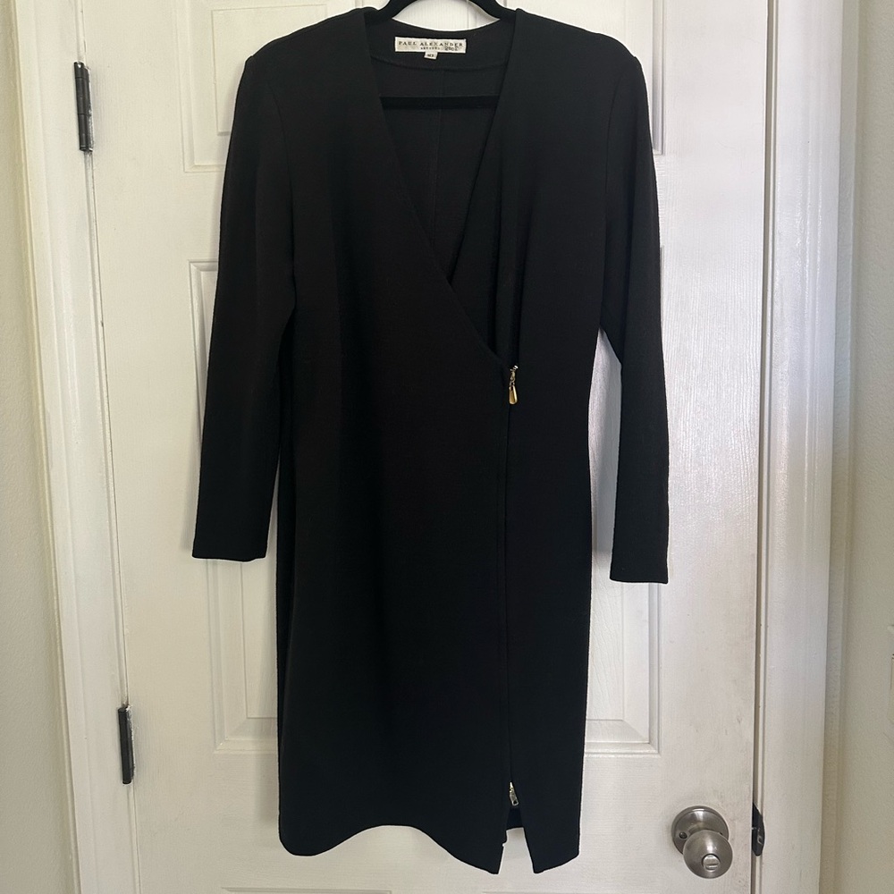 Paul Alexander VintageChic Black Long Sleeve Dress with front Zipper detail